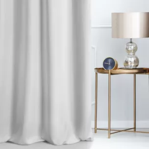 Zasłona szyta na taśmie 5 cm LUXOR biała z eleganckiej lśniącej tkaniny o drobnym splocie