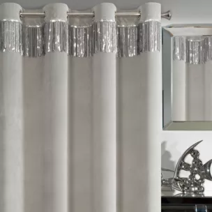 Zasłona srebrna z welwetu zdobiona cekinami 140x250 cm przelotka - JASPER