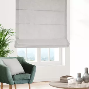 Roleta rzymska naturalna z miękkiej tkaniny szenilowej typu dimout o naturalnym splocie