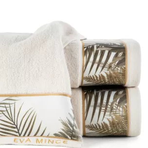 Ręcznik kąpielowy 50X90 cm bawełniany kolor beżowy z designerską bordiurą 500 g/m2 EVA 17 Eva Minge