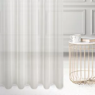 Firana szyta na taśmie 5 cm naturalna z matowej etaminy wykończonej obciążnikiem