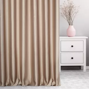 Zasłona szyta na taśmie 5 cm ciemnobeżowa z jednokolorowej gładkiej tkaniny