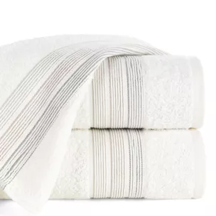 Ręcznik do rąk 30x50 cm bawełniany kolor kremowy w poziome paseczki 500 g/m2 VERANO