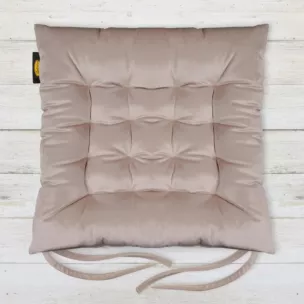 Poduszka na krzesło 40 x 40 x 6 cm dwustronna welwetowa pudrowo różowa z szesnastoma pikowaniami