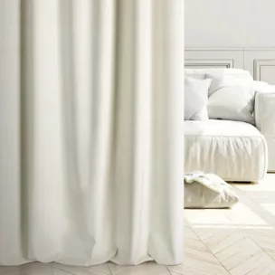 Zasłona szyta na taśmie 5 cm ENYA jasnokremowa z miękkiej półmatowej tkaniny welwetowej