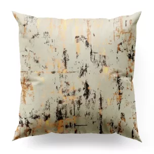 Poszewka szyta kremowo złocista z tkaniny welwetowej zdobionej połyskującym drukiem