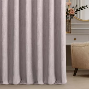 Zasłona szyta na flexach liliowa z tkaniny o naturalnym splocie z efektem melanżu