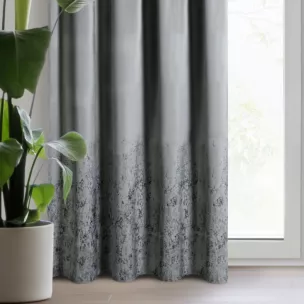 Zasłona welwetowa popielata z przecieranym wzorem 140x270 cm taśma - MIRELA