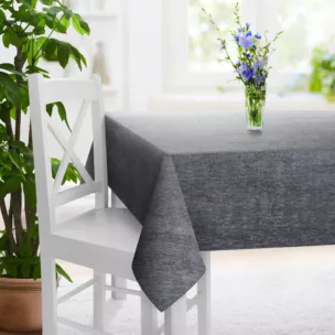 Obrus szyty grafitowo srebrny z miękkiej, szenilowej tkaniny w prążki Italissima Eva Minge