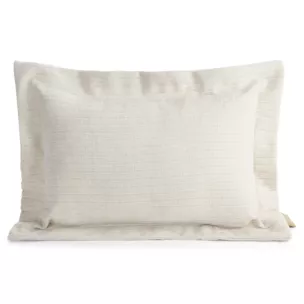 Poszewka na poduszkę  40x60 cm z szenilowej tkaniny kremowa w drobne prążki Eva Minge Elegante