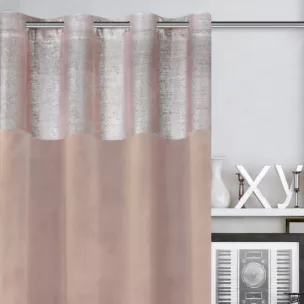 Zasłona welwetowa pudrowo różowa z dekoracyjnym pasem 140x250 cm przelotka - PERI
