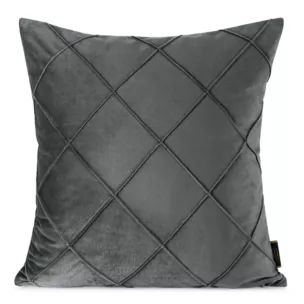 Poszewka na poduszkę 45x45 cm welwetowa stalowa z geometrycznym przeszywanym wzorem NALA Eurofirany Premium