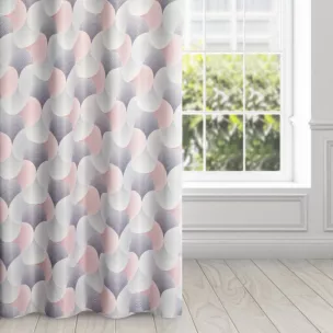 Zasłona szaro, różowa dimout z geometrycznym wzorem 140x250 cm przelotka - ASETA