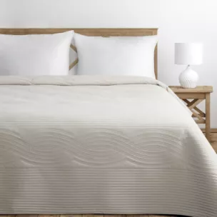 Narzuta welwetowa granatowa 220x240 cm pikowana metodą hot press w wzór geometryczny - VELVET2