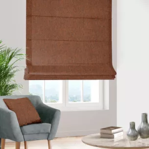 Roleta rzymska ruda z tkaniny bukla z efektem melanżu