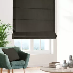 Roleta rzymska ciemnobrązowa z miękkiej tkaniny welwetowej