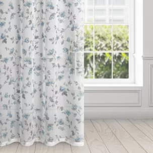 Dekoracja okienna JENNY z lekkiej etaminy w stylu eko z motywem kwiatowym