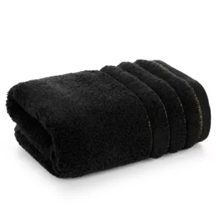 Ręcznik kąpielowy 70x140 cm bawełniany kolor czarny z błyszczącą bordiurą 500 g/m2 NADINE