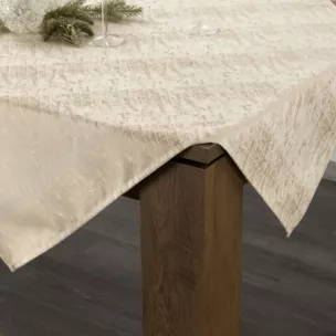 Bieznik na stół beżowy 85x85 cm żakardowy ALINA z subtelnym delikatnym wzorem przecierki