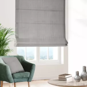 Roleta rzymska srebrna tkanina welwetowa z błyszczącym, metalicznym nadrukiem drobnej pepitki