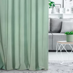 Zasłona szyta na taśmie 5 cm miętowa z gładkiej tkaniny z delikatnym połyskiem