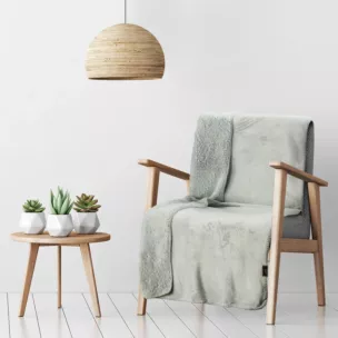 Narzuta, koc na fotel 70x160 cm srebrny z miękkiego polaru ze strukturą baranka TEDY Eurofirany Premium