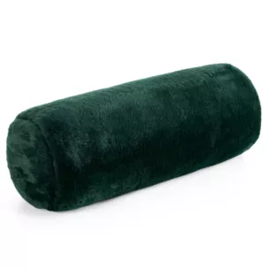 Poduszka wałek 15x45 cm ciemnozielona z miękkiej futrzanej tkaniny  NINA