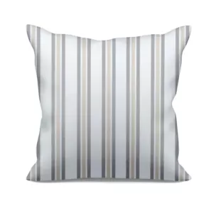 Poszewka szyta kremowo grafitowa z tkaniny o naturalnym splocie z nadrukowanym wzorem w pasy