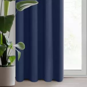 Zasłona granatowa z gładkiej tkaniny zaciemniającej typu - BLACKOUT 135x250 cm przelotka - PARISA - Design 91