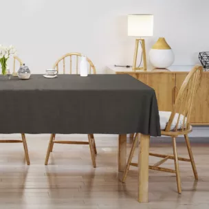 Obrus szyty popielaty tkanina zaciemniająca, strukturalna typu dimout