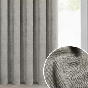 Zasłona  beżowa o szenilowej strukturze 140x270 cm taśma - NESKA