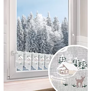 Tkanina firanowa zazdrostka etamina ze świątecznym haftem