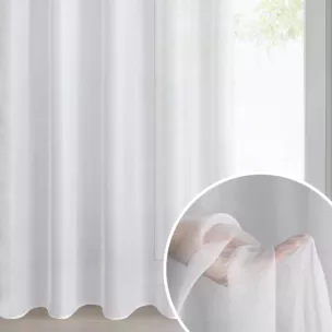 Firana biała o strukturze drobnego deszczyku wzór poziomy 140x250 cm taśma REBECCA