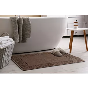 Dywanik łazienkowy NIKA z bawełny, dobrze chłonący wodę z geometrycznym wzorem wykończony błyszczącą nicią