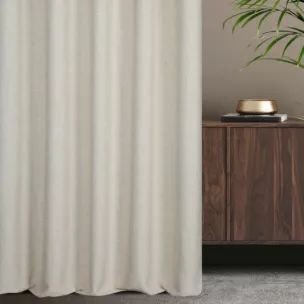 Zasłona szyta na taśmie 5 cm naturalna z tkaniny z dodatkiem lnu, z melanżowym splotem ekologiczna