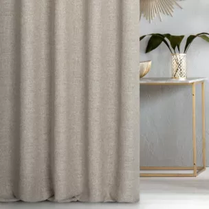 Zasłona szyta na taśmie 5 cm FELICITY beżowo jasnoszara o naturalnym splocie w melanżowych odcieniach