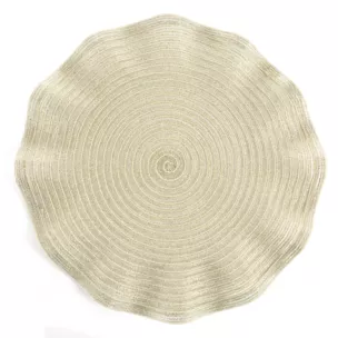 Podkładka okrągła na stół szampańska średnica 38 cm JUNE pleciona o falistych brzegach