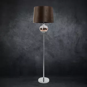 Lampa stojąca do pokoju ciemnobrązowa AMORA z welwetowym abażurem