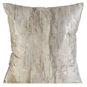 Poszewka na poduszkę 45x45 cm welwetowa kremowa z błyszczącym przecieranym nadrukiem ELLA