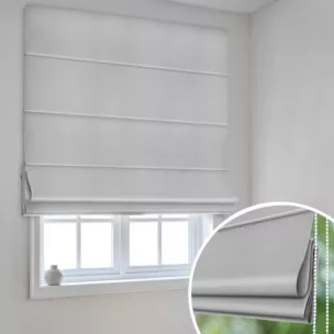 Roleta rzymska jasnosrebrna z szenilowej tkaniny