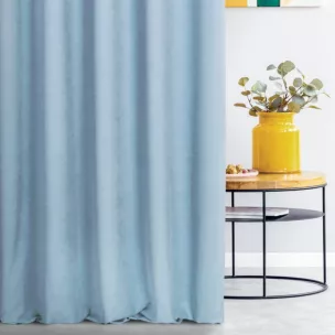 Zasłona szyta na taśmie 5 cm ADESSA niebieska z miękkiej tkaniny o welurowej strukturze