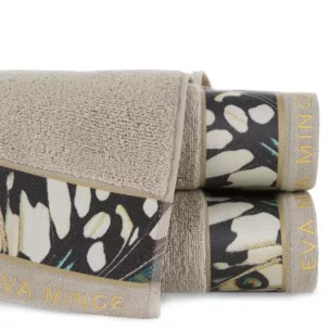 Ręcznik do rąk 30x50 cm bawełniany kolor beżowy z designerską bordiurą 500 g/m2 EVA 15 Eva Minge