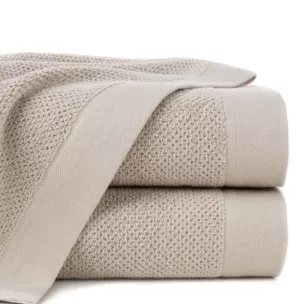 Ręcznik kąpielowy 50x90 cm bawełniany kolor beżowy o ryżowej strukturze 550 g/m2 RISO