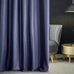 Zasłona szyta na taśmie 5 cm LUXOR granatowa z eleganckiej lśniącej tkaniny o drobnym splocie