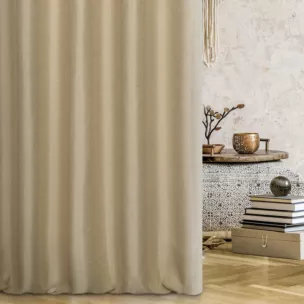 Zasłona szyta na taśmie 5 cm złota z miękkiej tkaniny z efektem melanżu