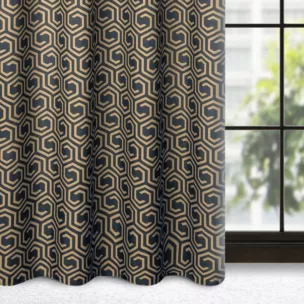 DESIGN 91 Zasłona JULIET z tkaniny typu oxford z motywem geometrycznym