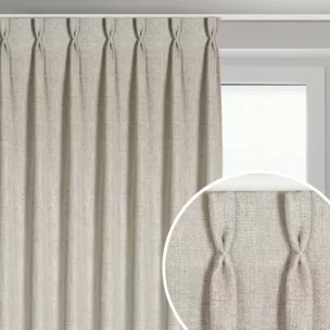 Zasłona beżowa o płóciennym splocie z efektem melanżu 125x270 cm (wymiar podany na gotowo) system flex - JULA