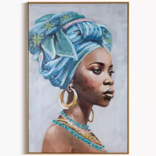 Obraz portret kobiety ręcznie malowany na płótnie oprawiony w ramę