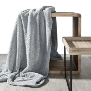 Koc 220x200 cm szary miękki w dotyku z wytłaczanym wzorem CINDY Design 91