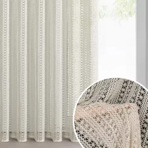 Zasłona naturalna z siateczki o ozdobnym splocie 140x270 cm taśma - BONITA